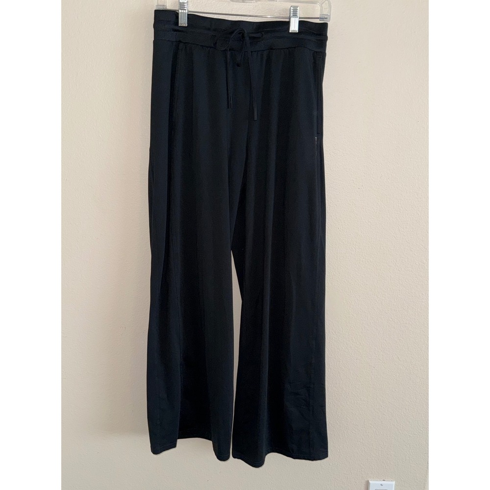 Fabletics Womens Black Wide Leg Drawstring Lounge Yoga Pants Size Medium